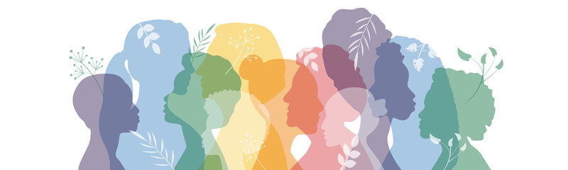 Wall Mural - Women of different ethnicities together. Flat vector illustration.