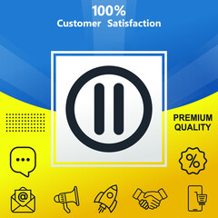 Pause vector glyph color icon. With yellow and blue background option (2