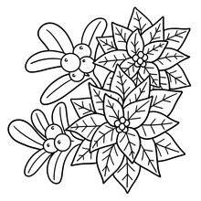 Christmas Poinsettia Isolated Coloring Page 