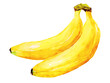 熟したバナナ　水彩手描きイラスト