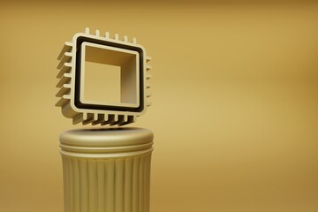 Aufkleber - Beautiful abstract illustrations Golden CPU driver symbol icons on a golden column and wonderful background. 3d rendering illustration. Background pattern for design.