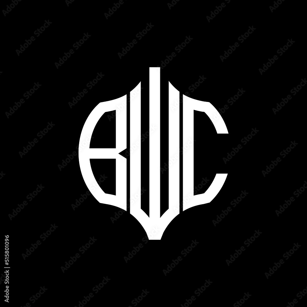 BWC letter logo. BWC best black background vector image. BWC Monogram ...