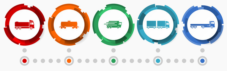 Fototapete - Transportation concept vector icon set, flat design web buttons, logistic infographic template