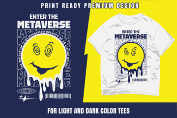 Enter the Metaverse Vector Graphic stylish urban print for streetwear shirts & hoodies Techno style