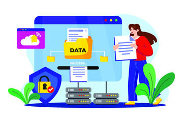 Information Technology flat illustration concept on white background