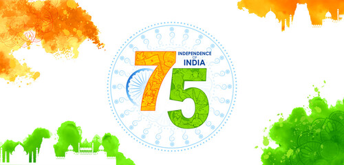 Wall Mural - tricolor banner with Indian flag for 75th Independence Day of India on 15th August