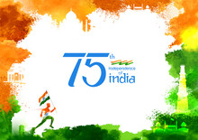 Tricolor Banner With Indian Flag For 75th Independence Day Of India On 15th August