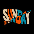 sunday funday.vector illustration.hand drawn letters on a black background.decorative inscription in glitch style.distorted lettering.modern typography design for t shirt,poster,banner,flyer,web,etc