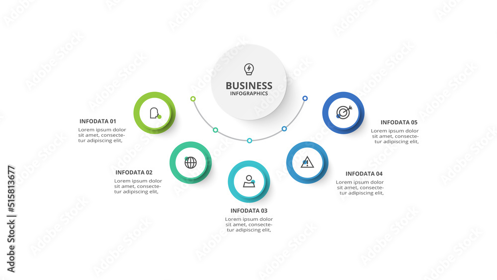 Creative concept for infographic with 5 steps, options, parts or ...