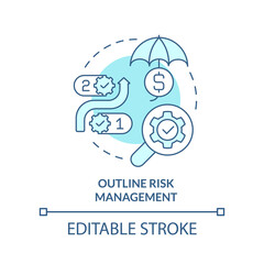 Wall Mural - Outline risk management turquoise concept icon. Procurement process abstract idea thin line illustration. Action plan. Isolated outline drawing. Editable stroke. Arial, Myriad Pro-Bold fonts used