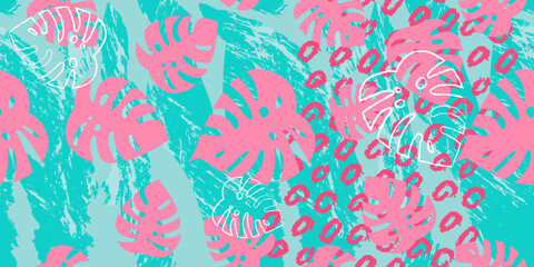  Floral seamless vector design pattern neon miami