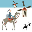 Knight-errant Don Quixote and windmills
