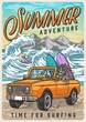 Summer adventure vintage poster colorful