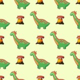 Fototapeta Dinusie - Cute funny dinosaur pattern. Print for cloth design, textile, wrapping paper