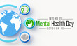World Mental Health day is observed each year on October 10, mental illness is a health problem that significantly affects how a person feels, thinks, behaves, and interacts with others. 3D Rendering