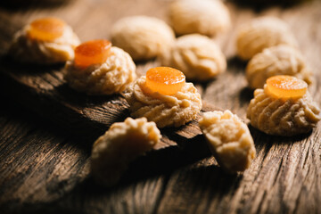 Almond Sicilian pastry on wooden background