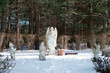 Sculptures of Angel and praying Fatima children in Our lady of Fatima shrine Holliston MA USA