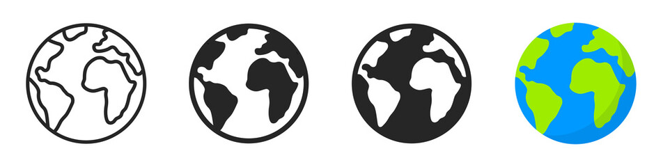 globe icons set. planet earth symbol collection. world planet earth icon line and flat style - stock
