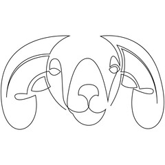 Wall Mural - Minimalist one line male sheep Icon. Line drawing ram tattoo. Ram goat Vector Illustration. Single line drawing of bighorn mountain goat or rams. One line hand drawing continuous art.