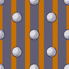 Wall Mural - Ball engraved seamless pattern. Vintage sports elements for table tennis hand drawn style.