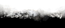Abstract Black And White Smoke Blot. Wave Horizontal Contrast Copy Space Background..