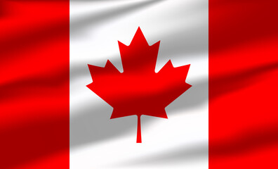 Wall Mural - Vector Canada Flag Waving Realistic Flowing Flags