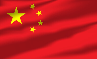 Wall Mural - Vector China Flag Waving Realistic Flowing Flags