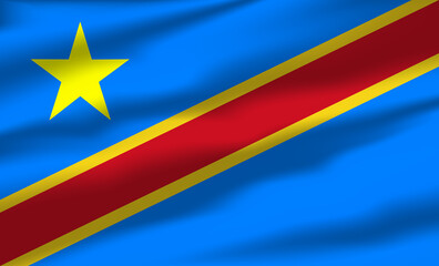 Wall Mural - Vector  Democratic Republic of the Congo Flag Waving Realistic Flowing Flags