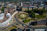 Fototapeta Miasto - aerial view of Queens Gardens, Kinston upon Hull City park Leisure and events space 