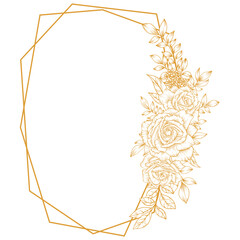 outline flower gold frame decoration