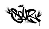 Fototapeta Młodzieżowe - Sprayed sour font graffiti with overspray in black over white. Vector illustration.