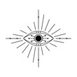Evil Seeing eye symbol. Occult mystic emblem, graphic design tattoo. Esoteric sign alchemy, providence sight