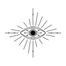 Evil Seeing Eye Symbol. Occult Mystic Emblem, Graphic Design Tattoo. Esoteric Sign Alchemy, Providence Sight