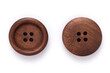 Button isolated on white  background. Wood buttons closeup