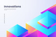 Abstract colorful geometric background. Isometric composition with glossy shapes isolated on light backdrop. Ideal for business, web banner, landing page, invitation. Vector illustration.