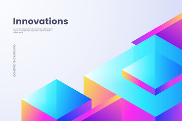 Poster - Abstract colorful geometric background. Isometric composition with glossy shapes isolated on light backdrop. Ideal for business, web banner, landing page, invitation. Vector illustration.