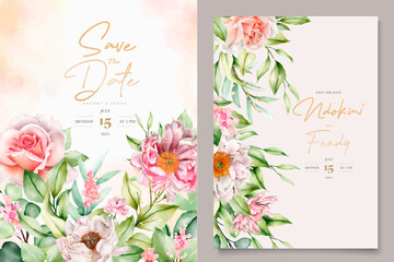 watercolor summer floral and leaves background card set