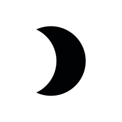 Sticker - 2D crescent shape in mathematics. Black crescent shape drawing for kids isolated on white background