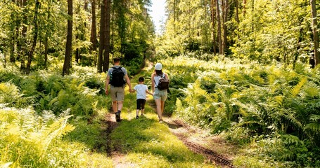 Poster - Family walking in the woods 