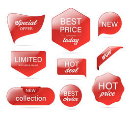 Wall Mural - sale price banner, new tag, business digital marketing banner website with red badge design. busines