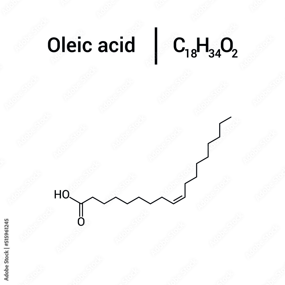 chemical structure of Oleic acid (C18H34O2)