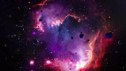 galaxy space flight exploration space rock scence at the the small magellanic cloud galaxy. 4k loopi