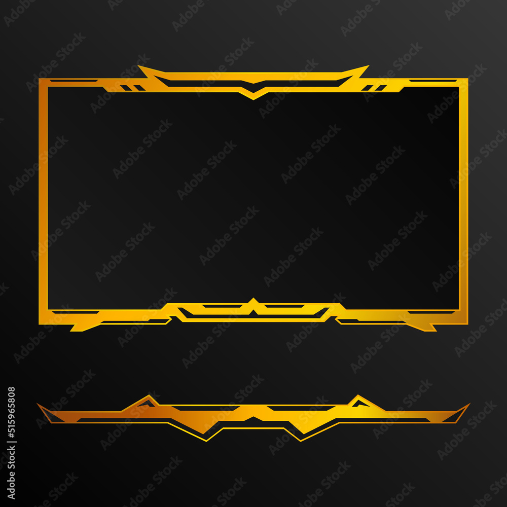 gaming interface live stream overlay golden border frame for video ...
