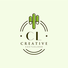 CL Initial Letter Green Cactus Logo Vector
