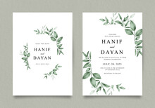 Double Sided Invitation Template With Green Leaves