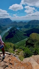 Wall Mural - Panorama Route South Africa, Blyde river canyon with the three rondavels, impressive view of three rondavels and the Blyde river canyon in south Africa.