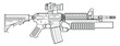 © Dariusz - Vector drawing of an M4 assault rifle with adjustable stock, optical sight and M203 grenade launcher on a white background.
