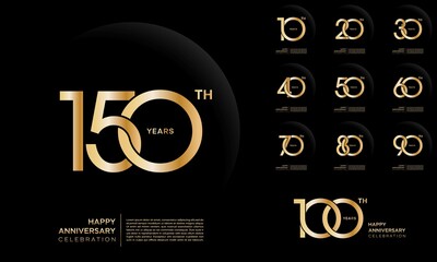 Wall Mural - Anniversary Celebration logo set, with golden color. vector templates