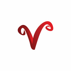 Wall Mural - red letter v logo design