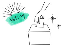 選挙に投票する手のかわいい落書き風線画イラスト